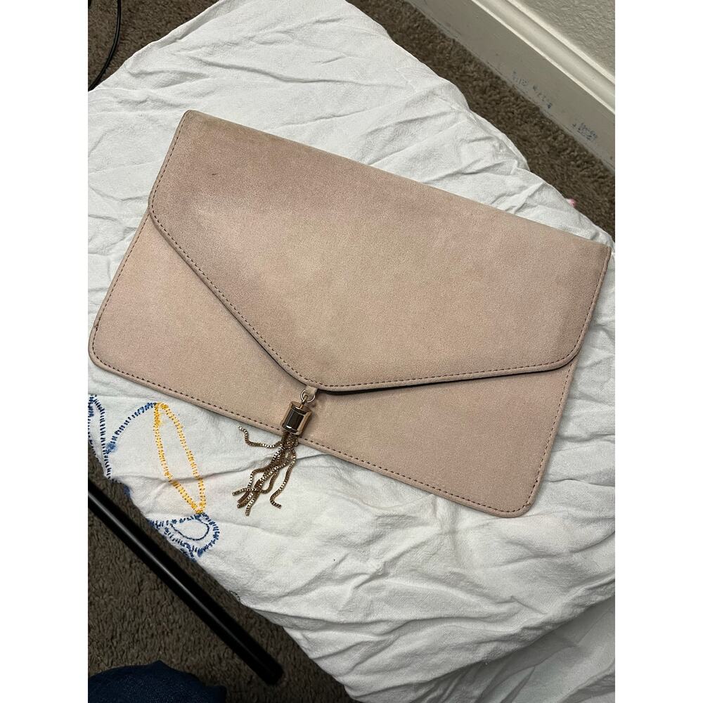 Asos Design women dusty rose tassel clutch bag